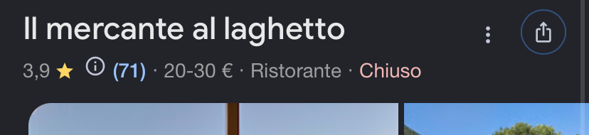 Scheda Google Il Mercante al Laghetto